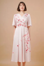 Stretch Georgette SAKURA Flare Dress with Bell Sleeves