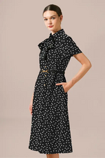 Stretch Chiffon: Monotone Large Dot Dramatic Dress