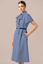 Stretch Chiffon: Stretch Chiffon Crystal Bow-Tie Shirt Dress