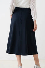 Reproduction / Double Jersey: Navy Mid-Calf A-Line Skirt
