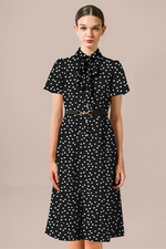 Stretch Chiffon: Monotone Large Dot Dramatic Dress