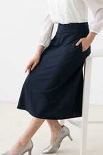 Reproduction / Double Jersey: Navy Mid-Calf A-Line Skirt