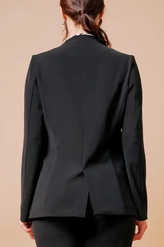 Smart Stretch: Black No-Curl Long Jacket