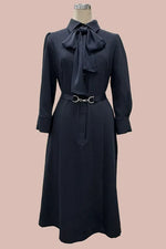 Smart Stretch Light: Dark Navy Shirt Dress With Bowtie