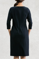 Double Jersey: Double Jersey Navy V-Neck I-Line Dress