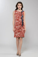 Orange Wild Flower Gather Dress, a flowing midi dress with a vibrant floral print and gathered waist.