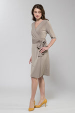 Beige Dot Trimming Dress
