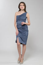 Blue Lustre One-Shoulder Dress