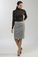 Light Grey Rich Wool Side-Gathered Skirt