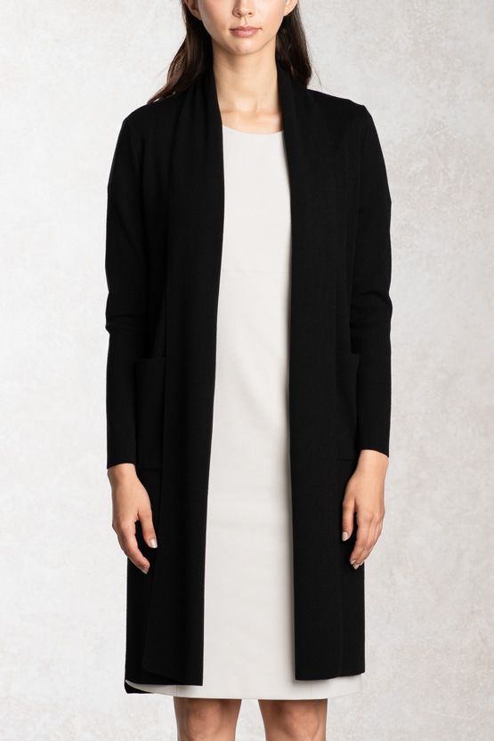 Black Kanazawa Cardigan With Side Slits
