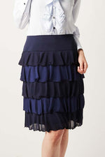 Stretch Chiffon: Navy Blue Chiffon Layer Skirt