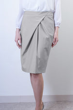 Stretch Jacquard: Stretch Jacquard Greige Design Tuck Skirt