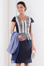 Navy X White Lace Stretch Dress