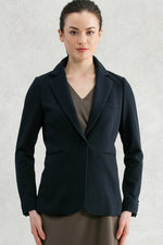 Navy Double Jersey Long Tailored Jacket
