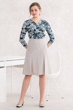 Lightweight Beige Bell-Flare Skirt