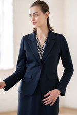 Navy Cotton-Blend Poncho Tailored Jacket