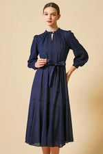 Stretch Chiffon: Navy Long Mermaid Dress