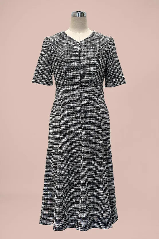 Stretch Lame Tweed: Zip-Up Semi-Mermed Dress