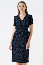Stretch Jersey: Navy Dot Daily V-Neck Dress