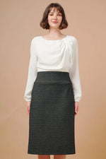 Chiffon x Jacquard: Decollete Tuck Dress