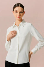 Anti-See-Through Stretch: White Front Fly Shirt