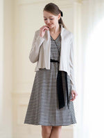 Beige X Black Natural Wrap-Style Short Sleeve Dress