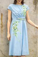 Restock Decided / Stretch Chiffon: Stretch Chiffon Aqua Hana Asagi A-Line Actress Dress