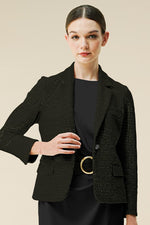 Jacquard: Jacquard Black Tailored Jacket