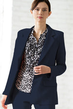 Double Jersey: Double Jersey Navy Long Sculpted Jacket