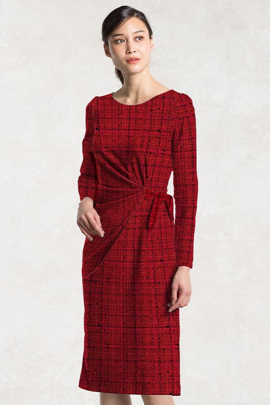 Red Tweed Check Everyday Dress (with Anti-Static Petticoat)
