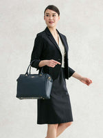 Cotton-Blend Gray And Navy Shell-Print Short-Sleeved Dress