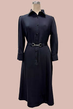 Smart Stretch Light: Dark Navy Shirt Dress With Bowtie