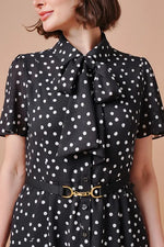 Stretch Chiffon: Monotone Large Dot Dramatic Dress