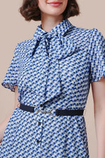 Stretch Chiffon: Stretch Chiffon Crystal Bow-Tie Shirt Dress