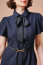 Stretch Sucker: Stretch Seersucker Bow-Tie Shirt Dress