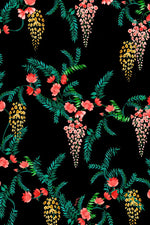 Stretch Chiffon: Black Garden Mermaid Dress With Tie