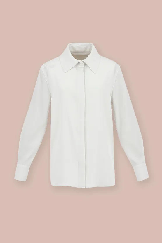 Anti-See-Through Stretch: White Front Fly Shirt