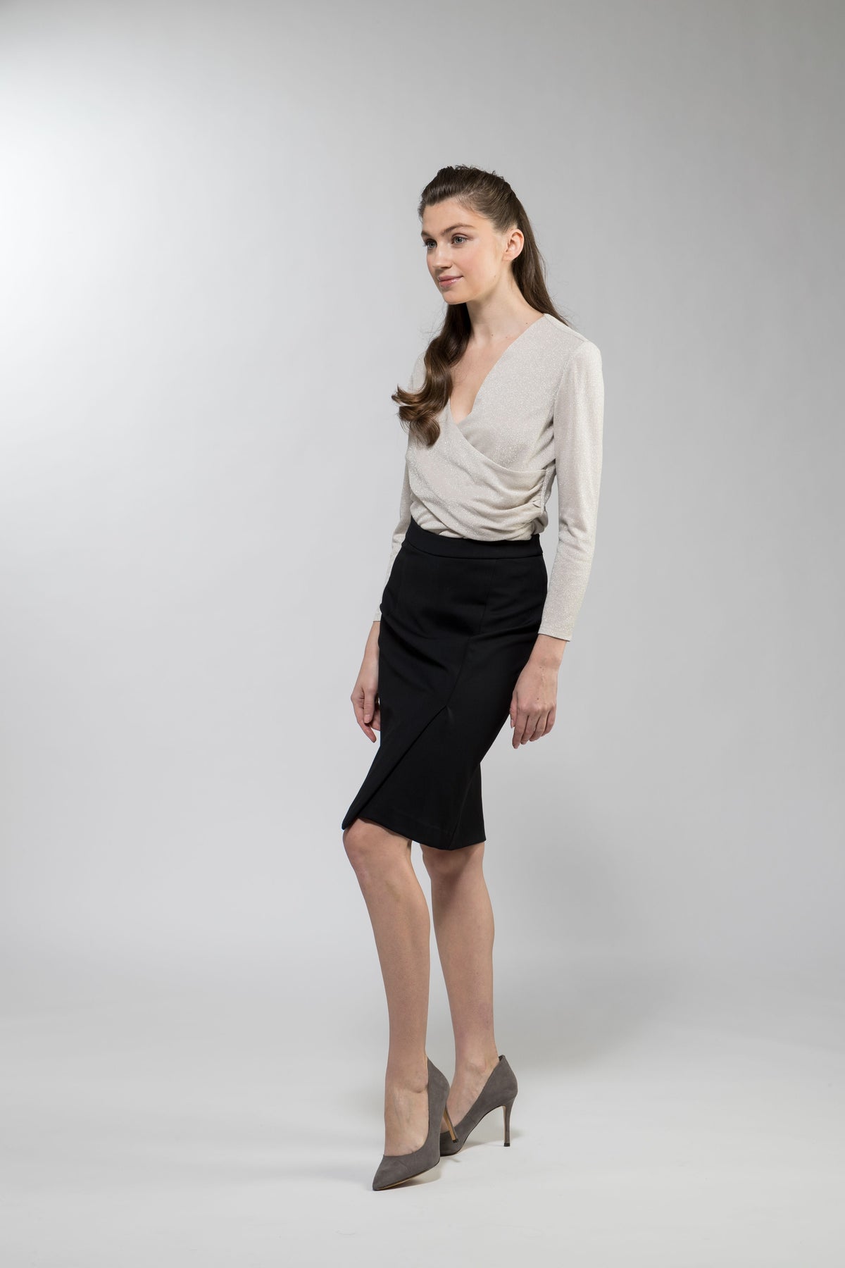 Black Lightweight Stretch Slit Skirt - Not Found