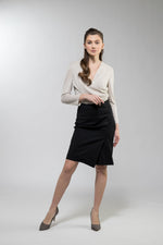 Black Lightweight Stretch Slit Skirt - Not Found