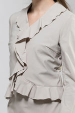 Greige Stretch Frill Jacket - Sold Out
