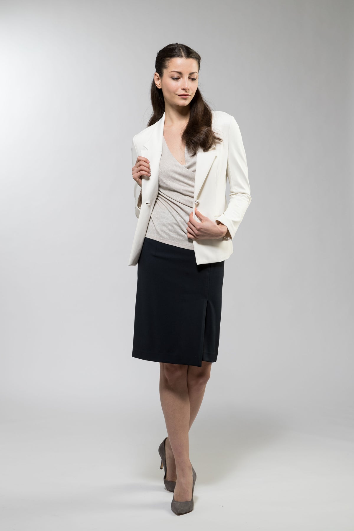 White Stretch Tailored Jacket