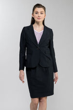 Navy Pinstripe Back-Gathered Jacket