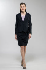 Navy Pinstripe Back-Gathered Jacket