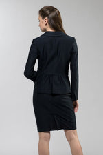 Navy Pinstripe Back-Gathered Jacket