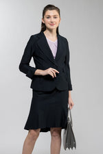 Navy Pinstripe Back-Gathered Jacket