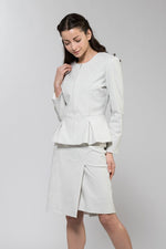 Embossed White Peplum Stretch Jacket - Sold Out