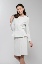 Embossed White Peplum Stretch Jacket - Sold Out