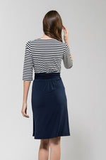 Navy Cubic Border Cotton Wrap Dress