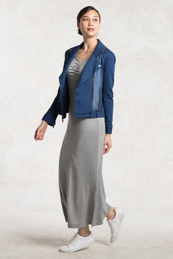 Indigo Stretch Denim Biker Jacket