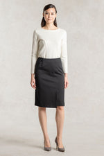 Wool Blend Double Face: Black Wrap Skirt